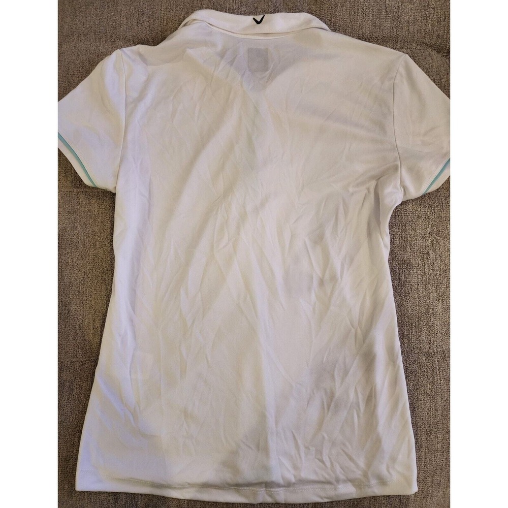 Callaway Womens Opti-Dri Performance PoloShirt WhiteAqua GeoPrint Sz S Golf Rare - Picture 4 of 4